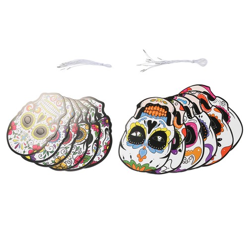 12pcs Day Of The Dead Mask With Elastic Band Attractive Halloween Mask For Ha UK - Picture 9 of 23