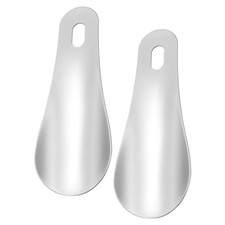 2pcs Shoe Horn 3.9" Metal Straight Handle Shoe Helper Shoehorns Silver