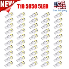 50x Super White T10 192 168 LED Car Interior License Plate Dome Map Light Bulbs