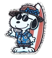 5 Pc - Surfboard Snoopy - Acrylic Flatback Charms For Badge Reels - DIY Crafts