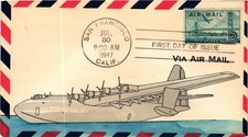 #C36 Bay Bridge Airmail Stamp - Hand Drawn /  Colored Aviation Cover Collectors
