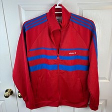 Adidas The First Track top Jacket Full Zip Red Blue Stripes Large L New NWT Men