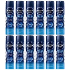 Nivea Men Fresh Active 48 Hour Deodorant Spray, 5oz 150ml  Pack of 12 