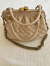 Marc Jacobs Quilted Stam Leather Handbag - Ivory/Cream with Gold Tone Hardware