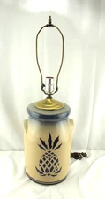 Vintage LL Bean Olde Cape Cod Pottery Stoneware Pineapple Lamp Tested Works