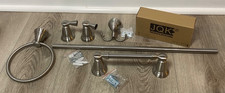 Brushed Nickel Bathroom 4 Piece Accessories Set NEW READ DESCRIPTION