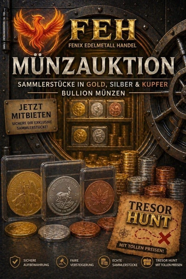 Gold,silber, Kuper ab 1 € + Tresor Hunt game