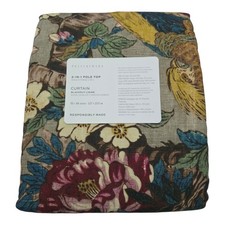 Pottery Barn Pheasant Floral Curtain Panel 50x84 Multi Blackout Bird NEW