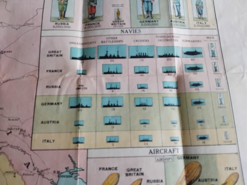 Antique Original Daily Mail General War Map Of Europe: World War 1 1914 ...