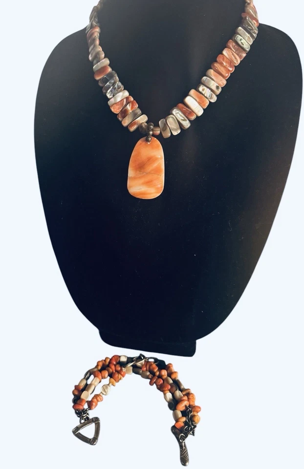 Collar y pulsera colgante reversible Silpada California concha de abulón rojo 925 Foto 4 de 4