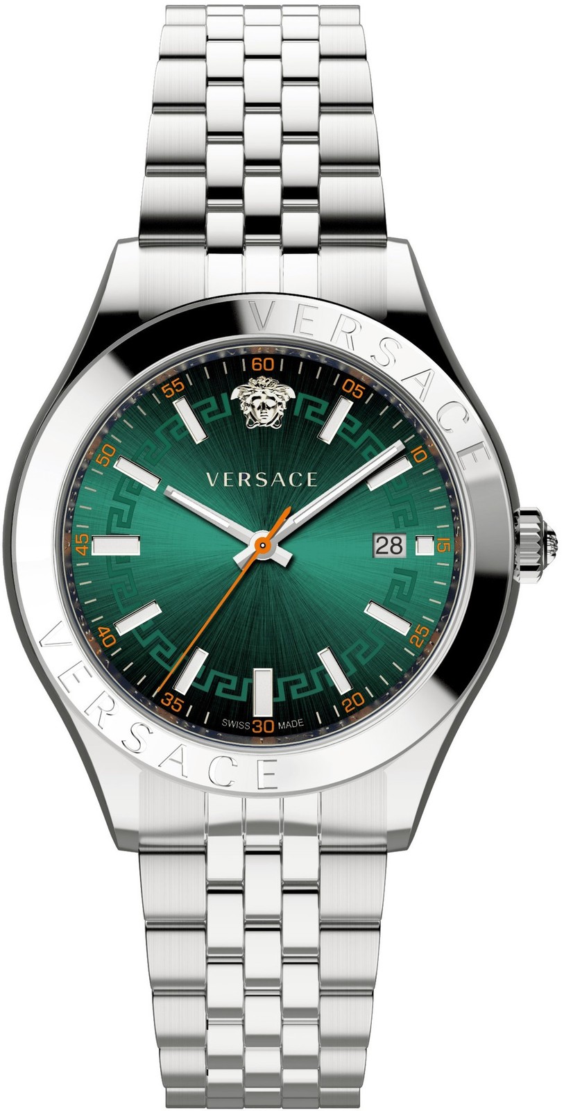 Versace VEVK01021 Hellenyium silver green Stainless Steel Men's Watch NEW