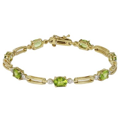 Damenarmband 10 Karat Gelbgold, Diamant, Peridot