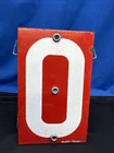 Vintage Porcelain Enamel Industrial Number 0 Sign American Valve Enameling 8x5