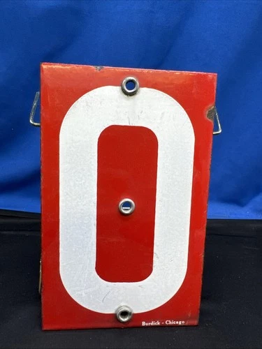 Vintage Porcelain Enamel Industrial Number 0 Sign American Valve Enameling 8x5