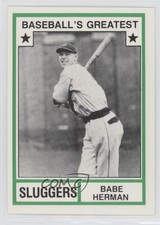 1982 Baseball's Greatest Sluggers White Back Babe Herman (Has MLB Logo) 0n56