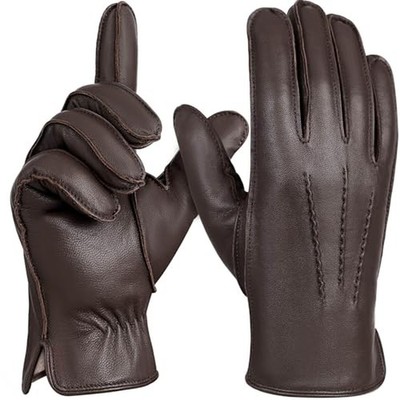 FIORETTO Men s Chrome-Free Leather Gloves Winter   Touchscreen Drivi