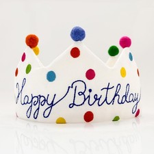 Confetti Happy Birthday Crown Personalized Hand Embroidered Crown Reusable Bi...
