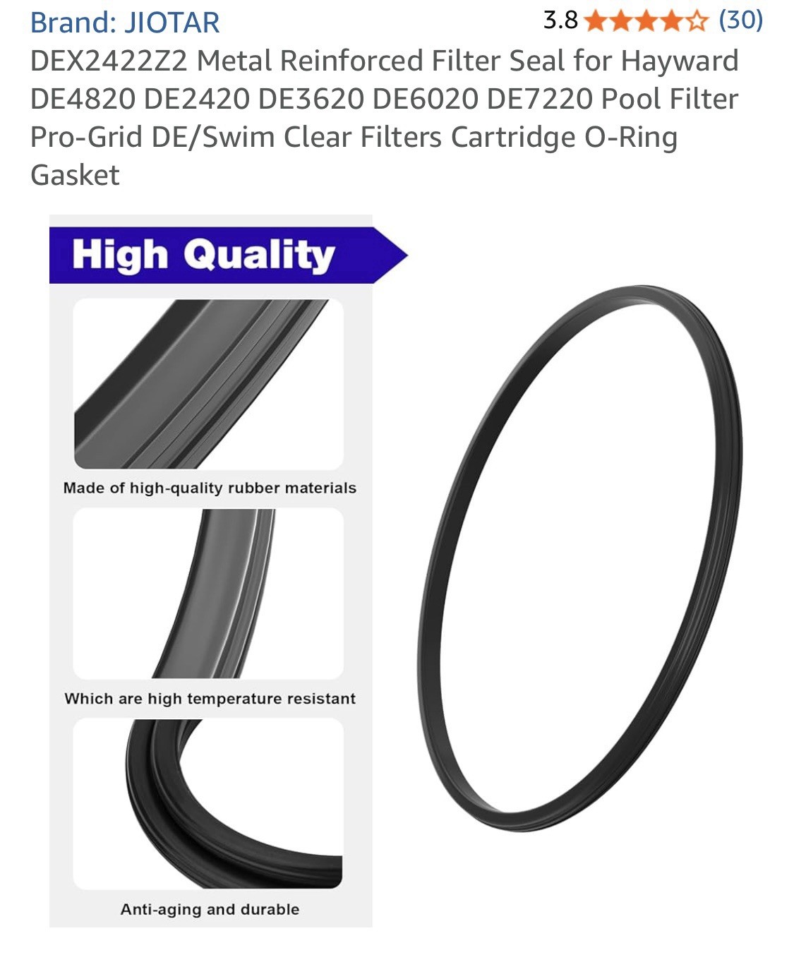 DEX2422Z2 Metal Reinforced Filter Seal For Hayward. Pool Filter Pro-Grid DE