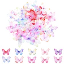 Schmetterlinge Deko 60 Stück 3D Mesh Wandtattoo Bastelkleber Haarspange