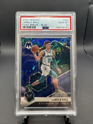 2020-21 Mosaic NBA Debut LaMelo Ball #262 Blue Fast Break Prizm /85 (RC) PSA 10