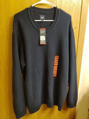 Gap Seed Stitch Pullover Sweater Crew Neck Black Iris XL Men's Long Sleeve