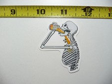 SKELETON DRINKING BEER SMALL STICKER DECAL FUNNY DRINKING ALCOHOL PARTY