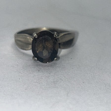 Vintage Sterling Silver Smoky Quartz Ring size 7. 925