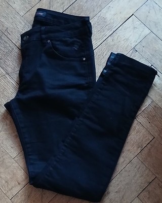MOS MOSH JEANS 5 POCKETS GR.30  Ca.36 SCHWARZ COTTON LEDER BEINABSCHLUSS REISSER