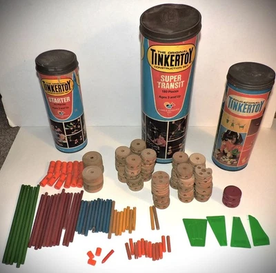 Vintage Classic TinkerToy Construction 3 different Tubes - 125 Pieces - Image 1 of 4