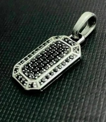 2.00Ct Round Cut Lab Created Black Diamond Men's Pendant 14k White Gold Plated
