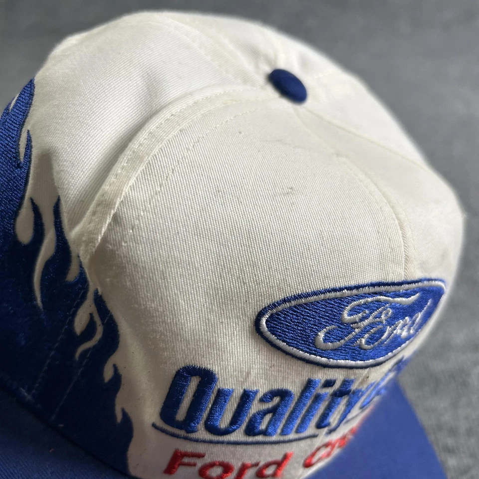 Винтажная мужская бело-синяя кепка Dale Jarrett с застежкой сзади NASCAR Racing Flames - Изображение 4 из 4