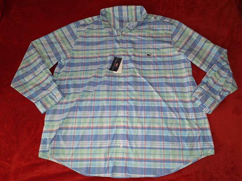 VINEYARD VINES  ON THE GO    MENS  2XB  PLAID  STRETCH SHIRT NEW WITH TAGS