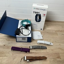 Fitbit Charge 2 Heart Rate Fitness Blue Wristband Small FB407 w/ Charger TESTED
