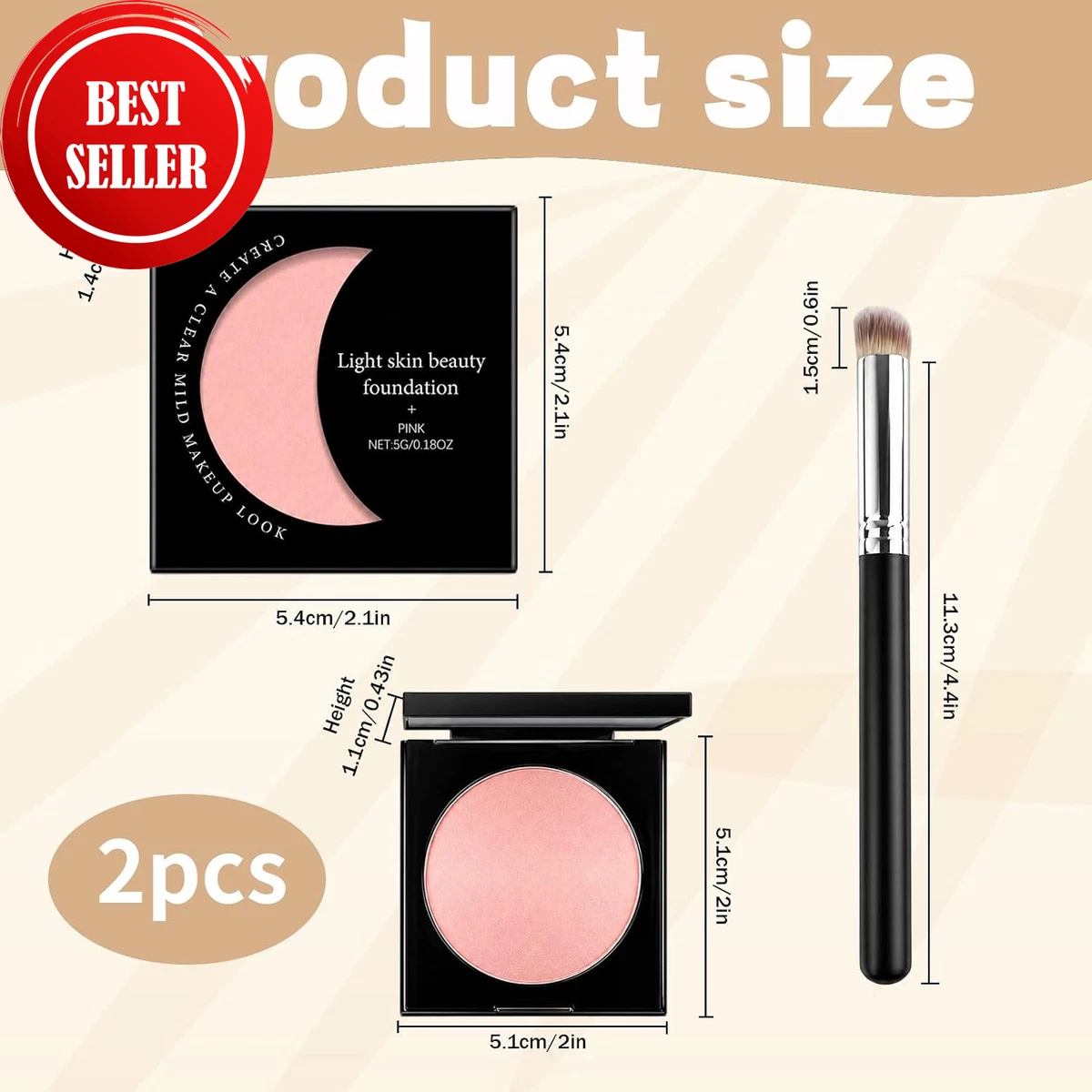 Under Eye Brightener, Pink Colour Corrector Concealer with Brush, Creamy under E