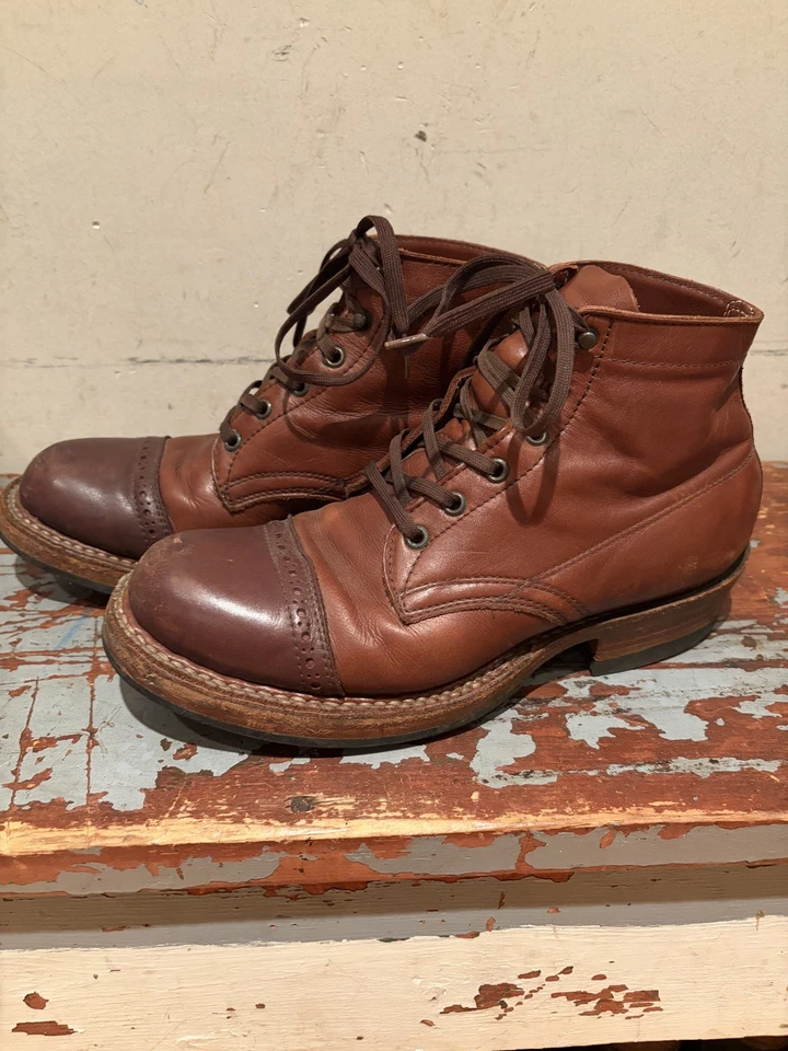 Vestido Semi Blanco Marrón 9E Hecho en EE. UU. Foto 3 de 4