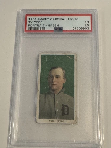 1909-11 T206 Sweet Caporal 150/30 Ty Cobb Green Portrait PSA 1.5 Legend Tigers