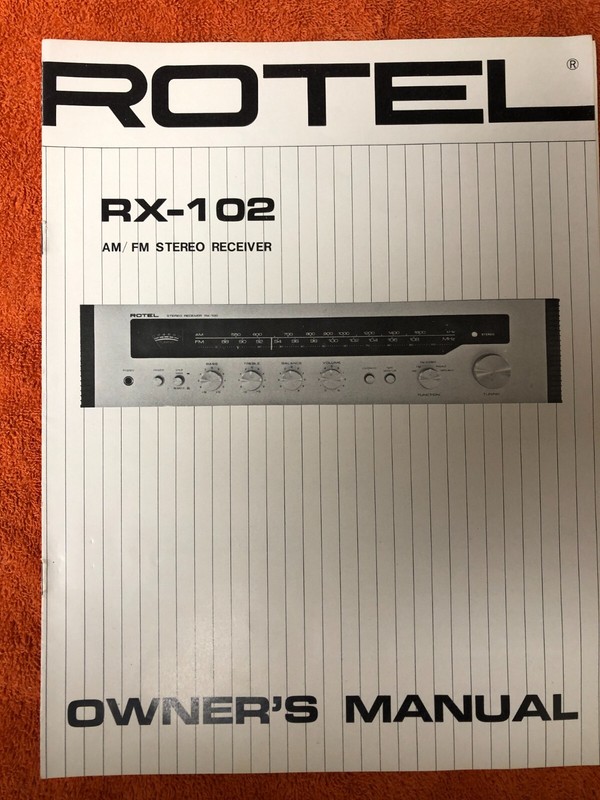 Rotel RX-102 AM/FM Stereo Receiver Owner’s Instruction Manual