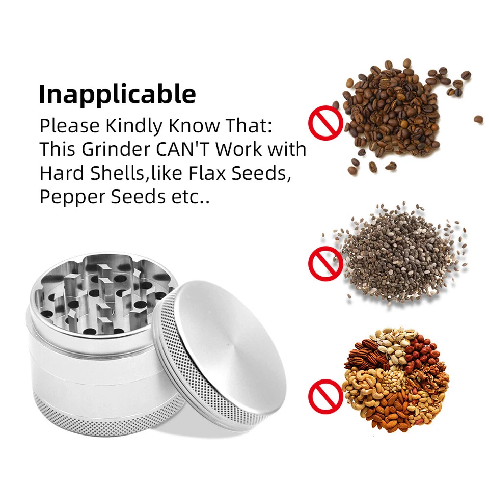 4 Piece Metal Alloy Tobacco Grinder Teeth Herb Spice Crusher Cutter Gift 1.96" - Image 4 of 4