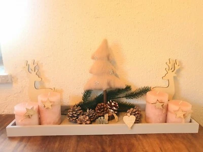 🎄🦌🕯️Adventskranz🕯️❄️🎄 Hirsch🦌 Reh rosa Kerzen Adventsgesteck Weihnachten - Bild 1 von 4