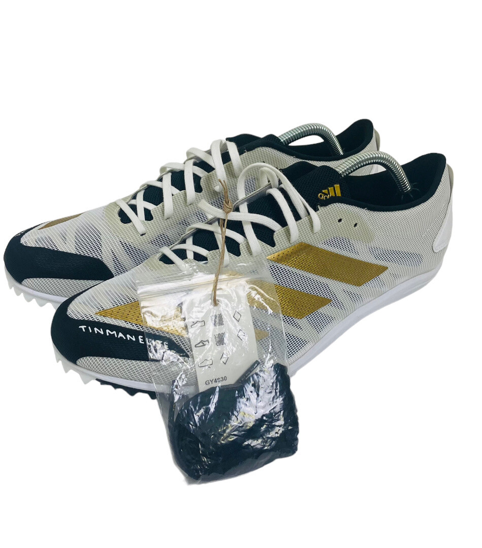 Adidas Mens AdiZero XCS Tin Man Elite White Gold Track Spike Shoes