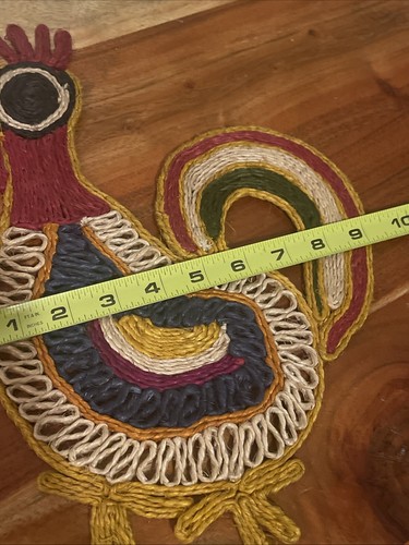 Vintage 1970’s Style Mexican Rooster Woven Trivet Folk Art - Picture 10 of 10