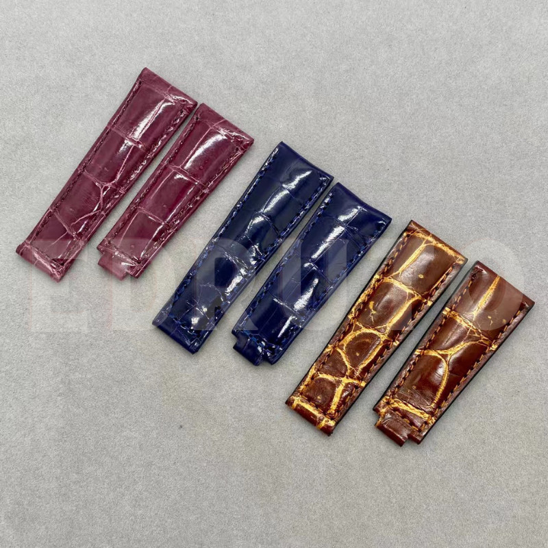 Fits Rolex Daytona Submariner Models 40mm Custom Made Croco Leather Strap