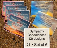 Sympathy - Deep Condolences Greeting cards - Set Of 6 - White Envelopes - Sky #1