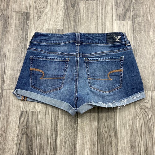 AMERICAN EAGLE Super Stretch Shortie Low Rise Blue Denim Jean Shorts Women's 4 - Picture 3 of 8