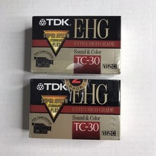 TDK E-HG TC-30 Extra High Grade VHS-C Camcorder Tapes New Sealed 2 Pack