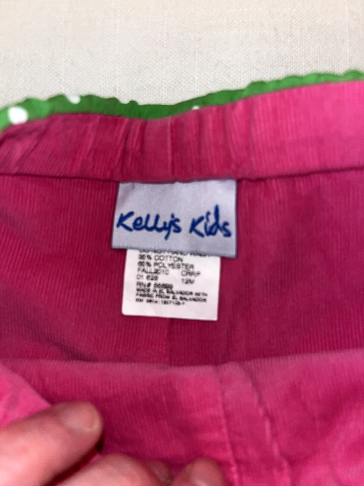 KELLY'S KIDS BABY GIRLS REVERSIBLE RUFFLE PANTS GREEN POLKA DOTS PINK Sz 12 mos - Image 2 of 4