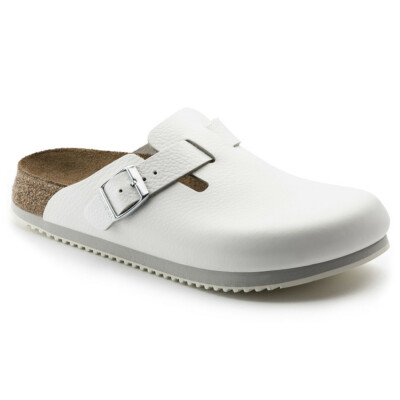 Birkenstock Clog Boston Super Grip, Naturleder, weiß, Weite normal, Größe 37