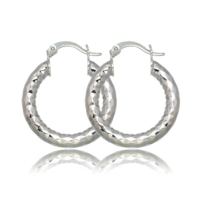 Woman Fashion 18k Gold Plated Hoop Huggie Round Earring Drop Dangle Texture