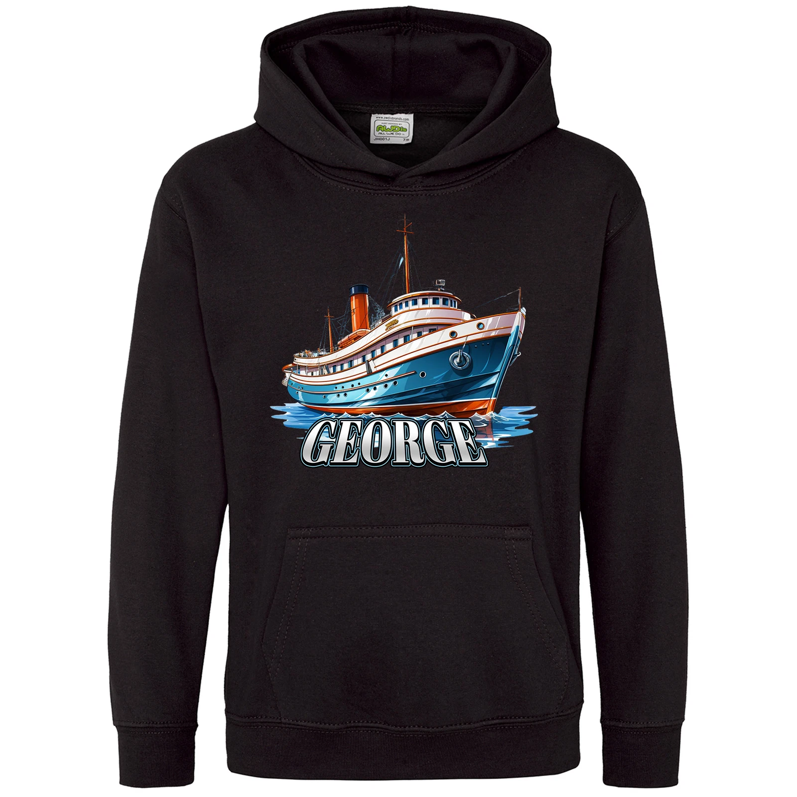 VETEMENTS Felpa con Cappuccio Nave da Crociera Personalizzata per Ragazzi Regalo Ragazzo Nome Personalizzato Natale Bi...