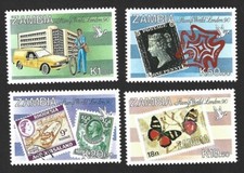 PENNY BLACK on STAMP : Zambia #486-489 set of 4 MNH